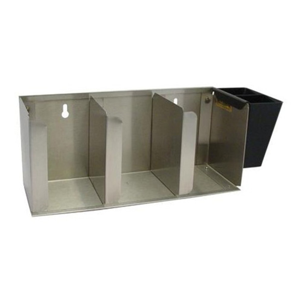 San Jamar 3-Section Lid Organizer, 5-1/4inH x 14-1/4inW x 6-1/2inD, Silver