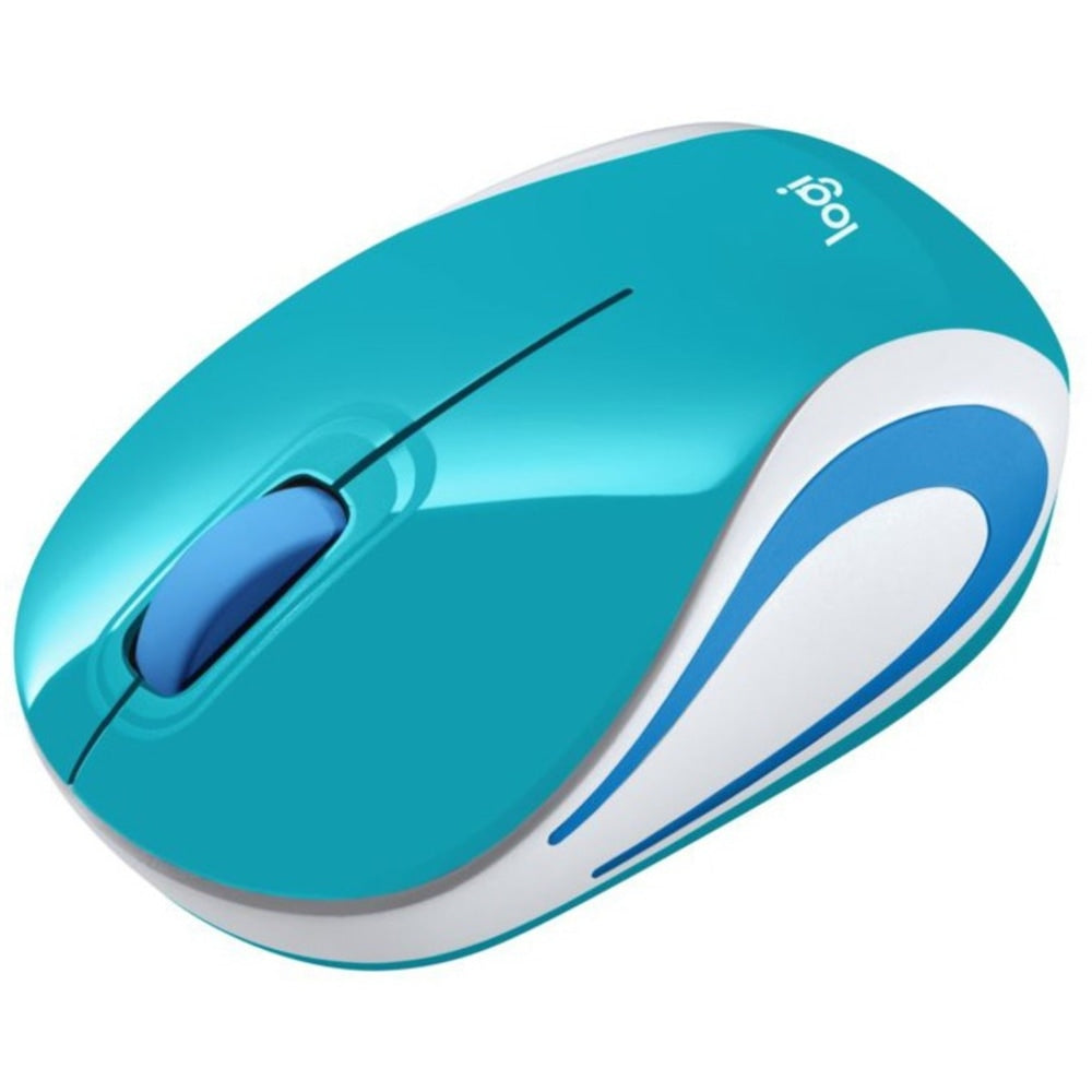 Logitech Wireless Mini Mouse M187 Ultra Portable, 2.4 GHz with USB Receiver, 1000 DPI Optical Tracking, 3-Buttons, PC / Mac / Laptop - Bright Teal - Optical - Wireless - Radio Frequency - 2.40 GHz - Teal - USB - 1000 dpi - Scroll Wheel - 3 Button(s)