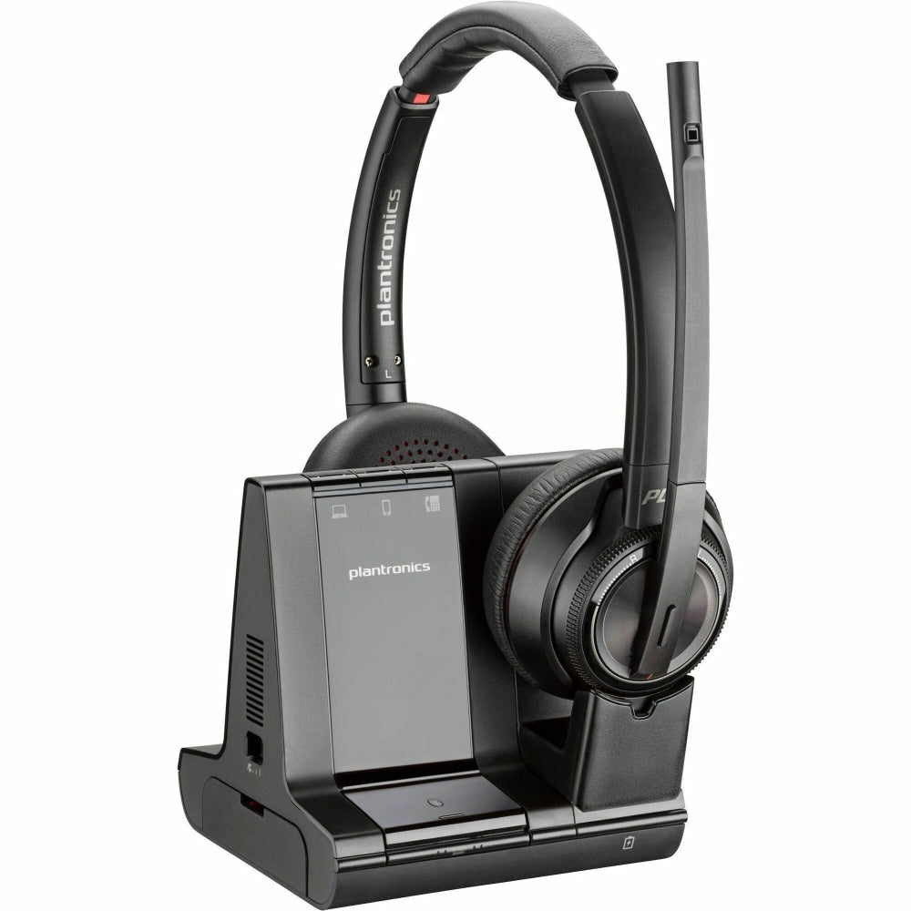 Poly Savi 8220 Office Stereo DECT 1920-1930 MHz Headset - Microsoft Teams Certification - Stereo - Wireless - DECT - 590 ft - 32 Ohm - 20 Hz - 20 kHz - On-ear - Binaural - Ear-cup - Noise Cancelling Microphone - Black