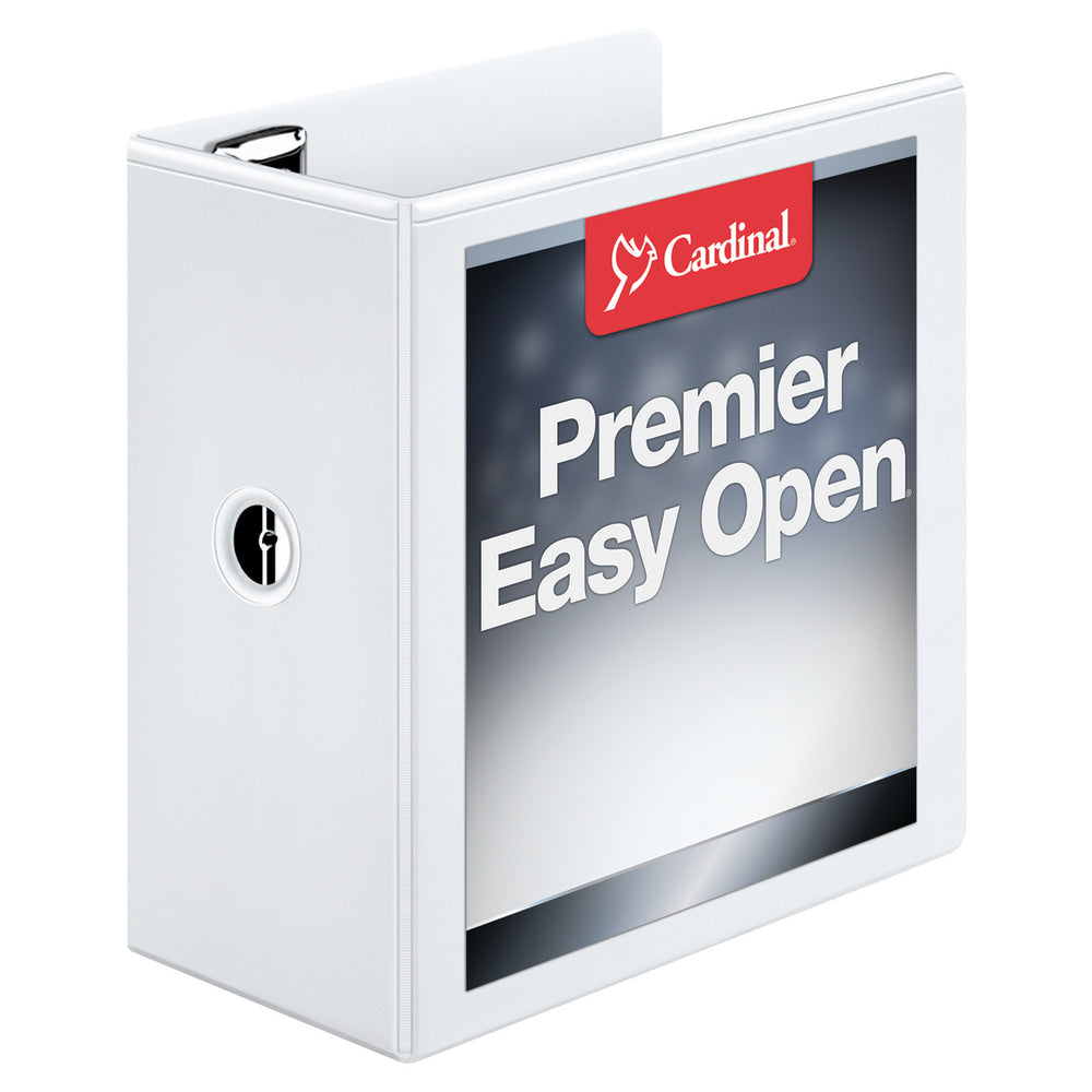 Cardinal EasyOpen ClearVue Locking View 3-Ring Binder, 5in D-Rings, 52% Recycled, White