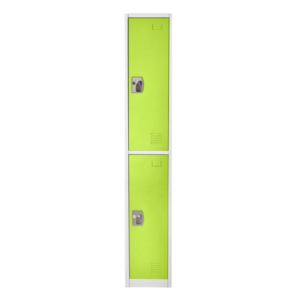 Alpine 2-Tier Steel Lockers, 72inH x 15inW x 15inD, Green, Set Of 2 Lockers