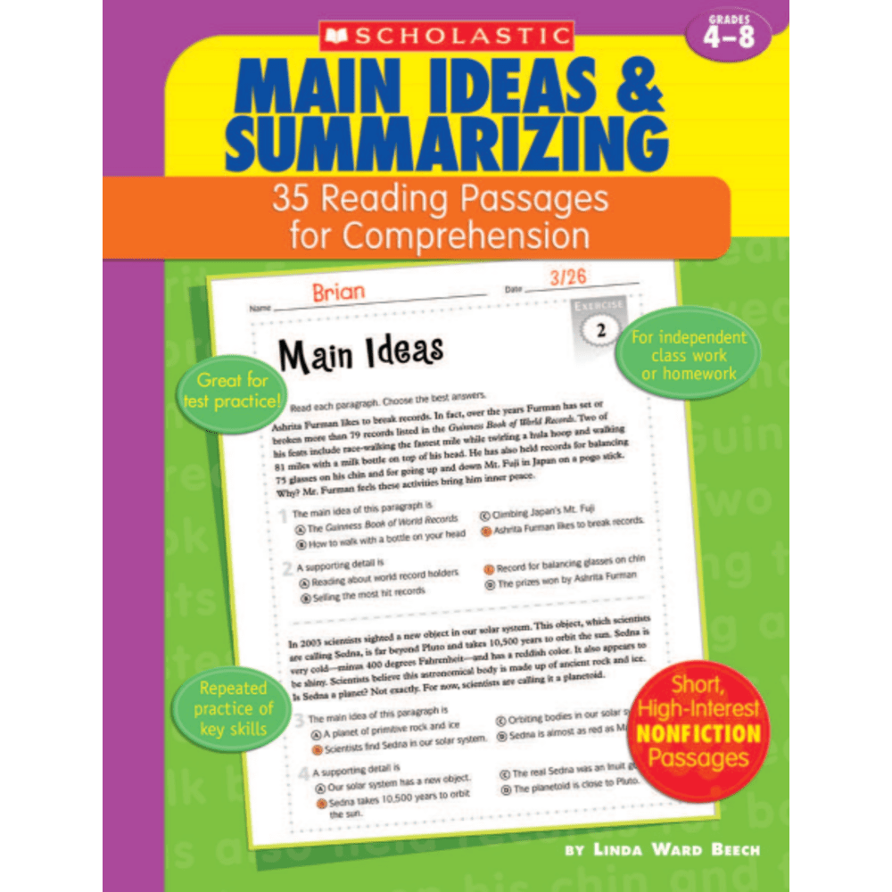 Scholastic Comprehension - Main Idea - Grades 4-8