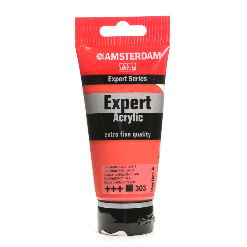 Amsterdam Expert Acrylic Paint Tubes, 75 mL, Cadmium Red Light, Pack Of 2