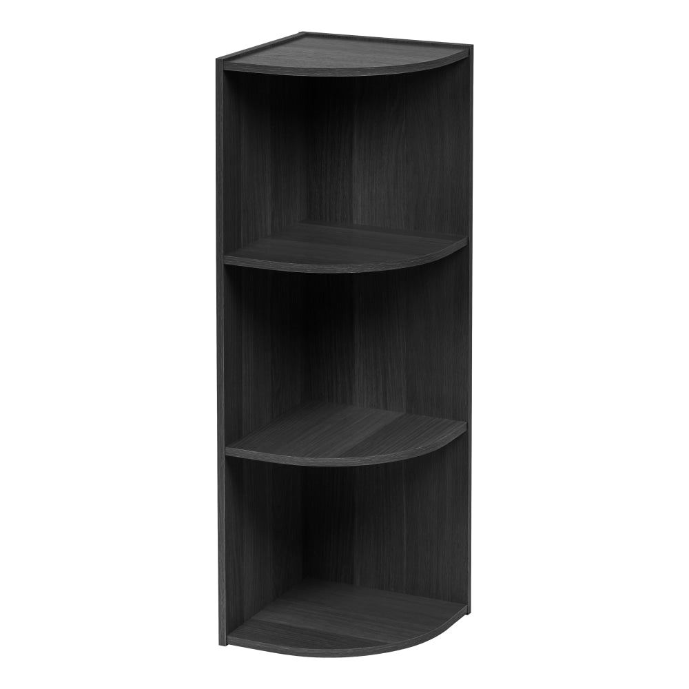 IRIS 35inH Curved 3-Shelf Corner Bookcase, Black