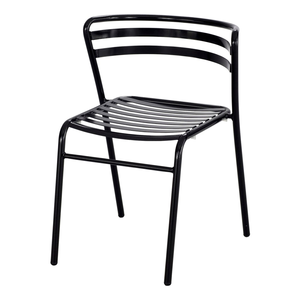 Safco CoGo Steel Seat Stacking Chair, 16 1/2in Seat Width, Black Seat/Black Frame, Quantity: 2