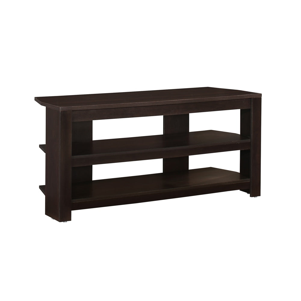 Monarch Specialties TV Stand, 3-Shelf, For Flat-Panel TVs Up To 40in, Cappuccino