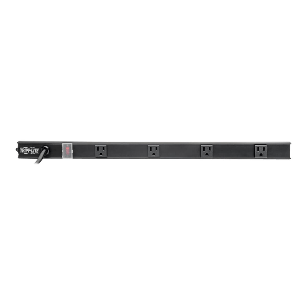 Tripp Lite 4-Outlet Power Strip, Right-Angle NEMA 5-15R - 15A, 120V, 6 ft. Cord, Right-Angle 5-15P Plug, 24 in. - Power strip (rack-mountable) - 15 A - AC 120 V - 1800 Watt - input: NEMA 5-15P - output connectors: 4 (4 x NEMA 5-15R) - 6 ft cord - black