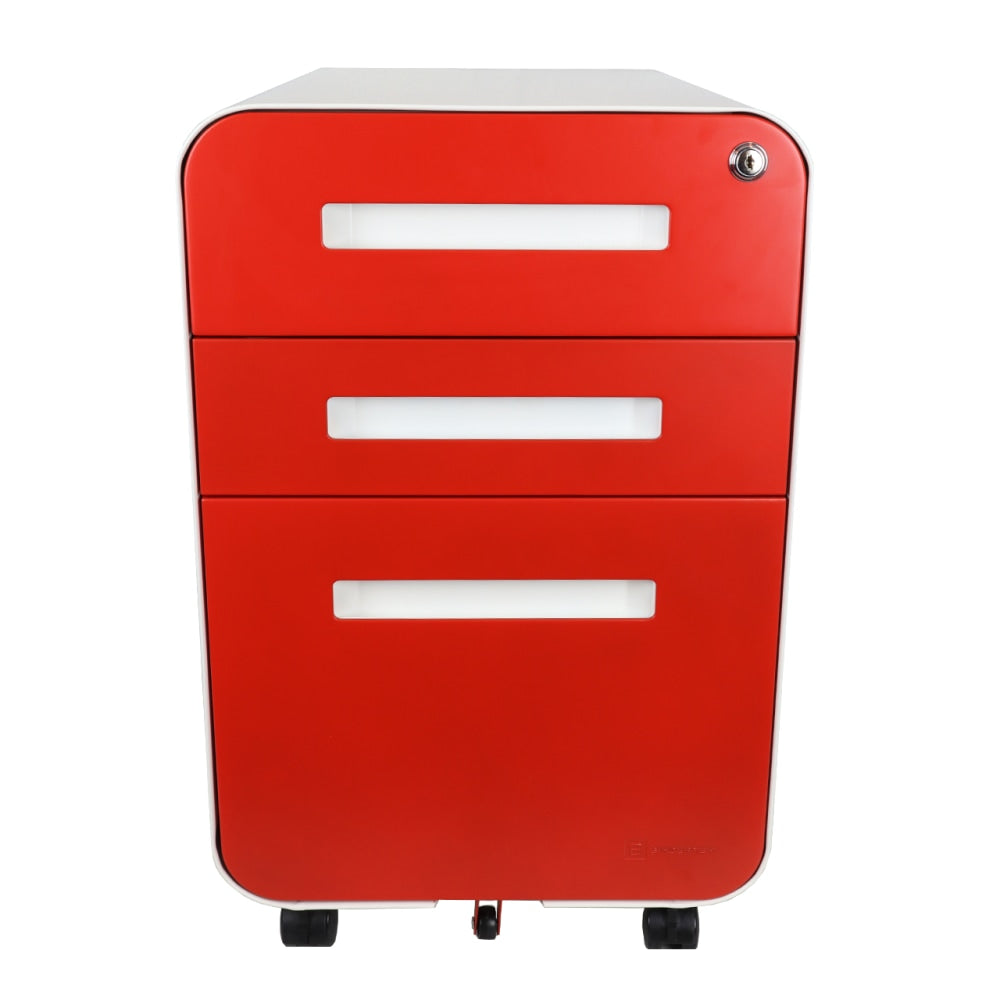 Bindertek Glide 20inD Vertical 3-Drawer File Cabinet, Red