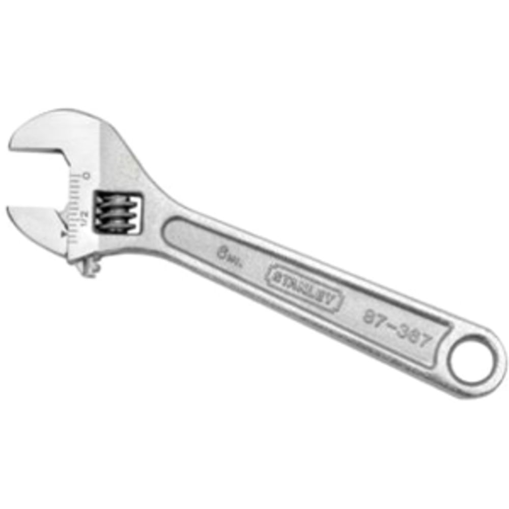 Stanley 12in Adjustable Wrench - 12in Length - Chrome - Chrome Vanadium Steel - Rust Resistant, Lanyard Hole