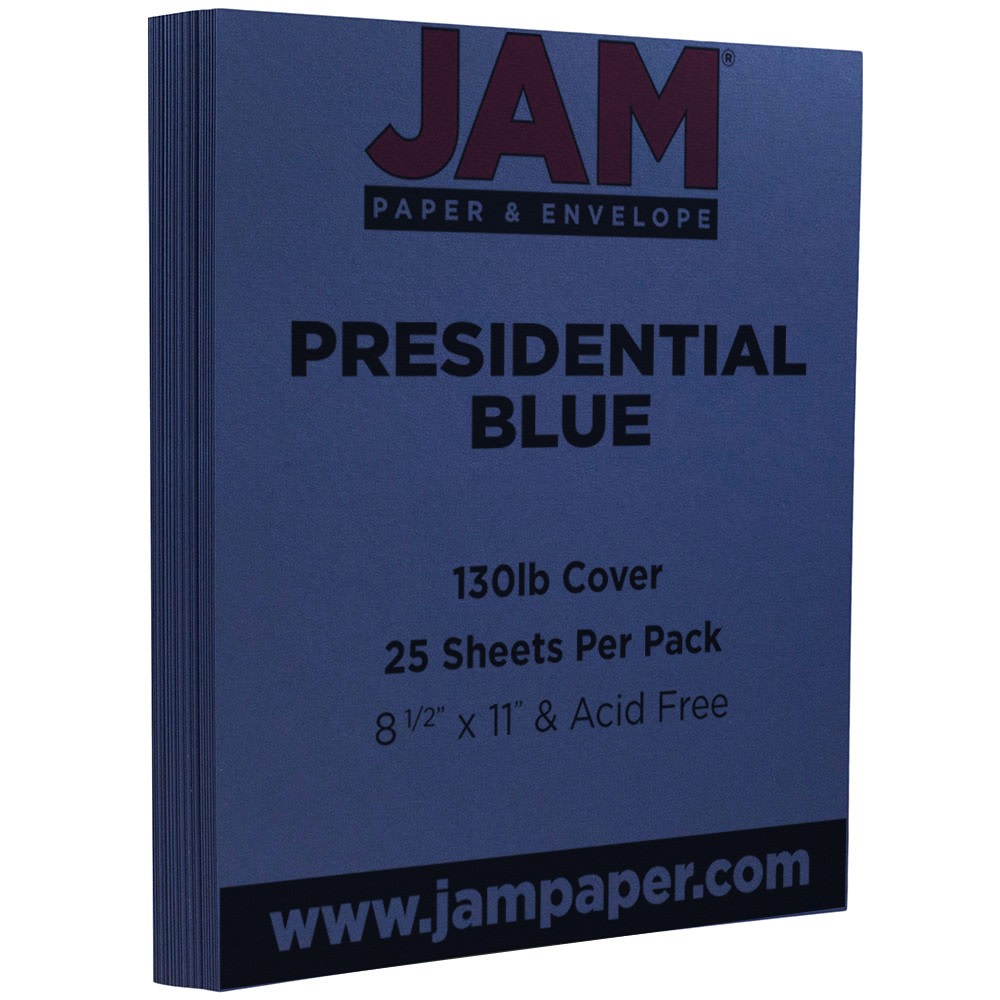 JAM Paper Card Stock, Blue, Letter (8.5in x 11in), 130 Lb, Pack Of 25