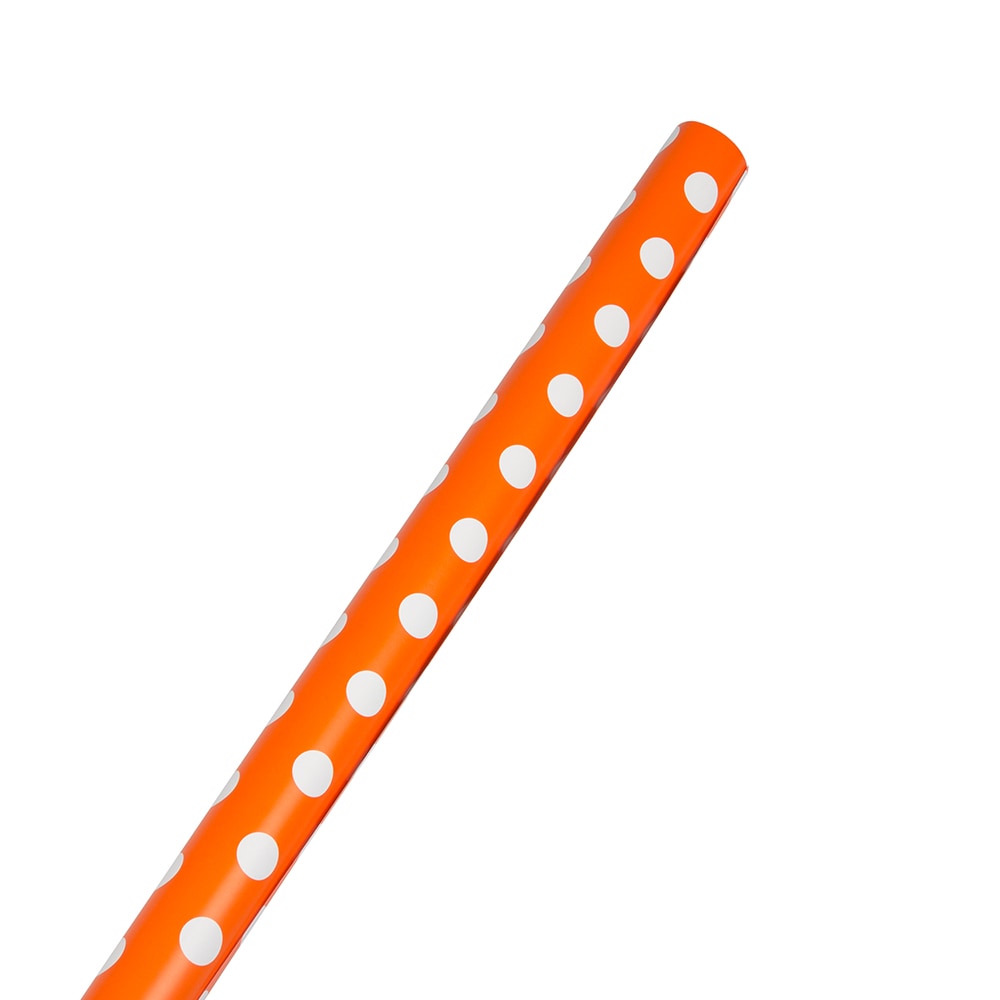 JAM Paper Wrapping Paper, Polka Dot, 25 Sq Ft, Orange & White