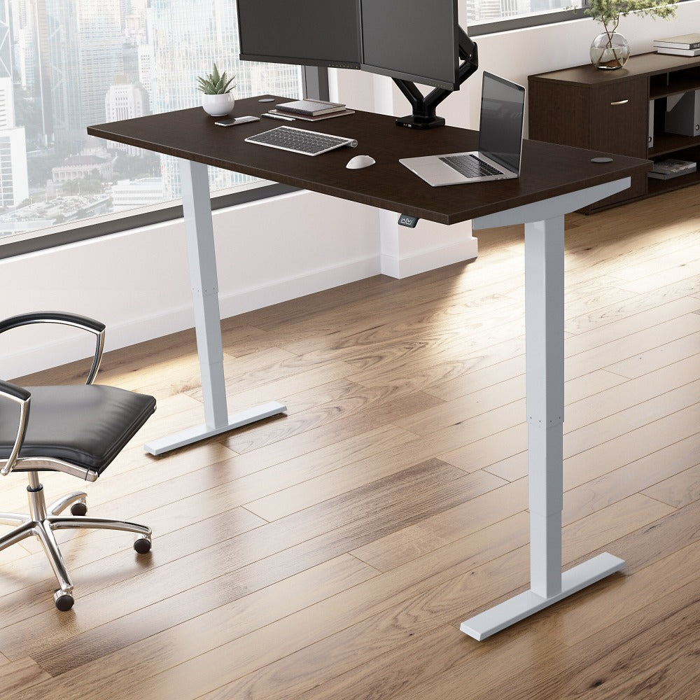 Move 40 Series by Bush Business Furniture Electric Height-Adjustable Standing Desk, 72in x 30in, Mocha Cherry/Cool Gray Metallic, Standard Delivery