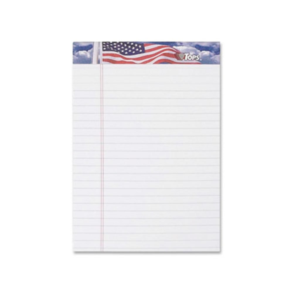 TOPS American Pride Binding Legal Writing Tablet - Jr.Legal - 50 Sheets - Strip - 16 lb Basis Weight - Jr.Legal - 5in x 8in - White Paper - Perforated, Bleed Resistant - 3 / Pack