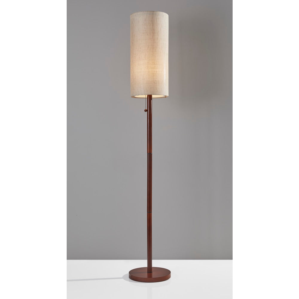 Adesso Hamptons Floor Lamp, 65inH, Beige Shade/Walnut Base