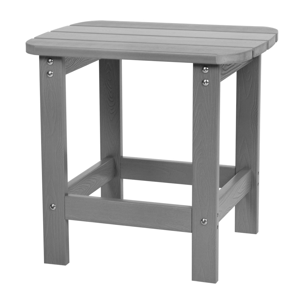 Flash Furniture Charlestown All-Weather Adirondack Side Table, 18-1/4inH x 18-3/4inW x 15inD, Gray