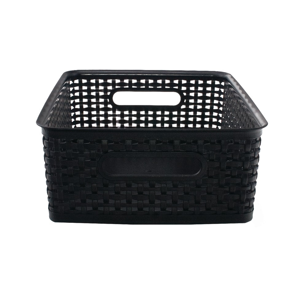 Realspace Plastic Weave Bin, Medium Size, Black