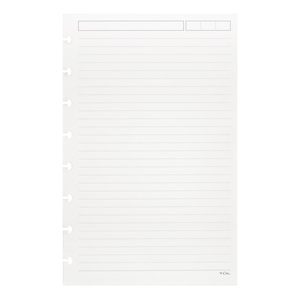 TUL Discbound Refill Pages, Junior Size, Narrow Ruled, 50 Sheets, White