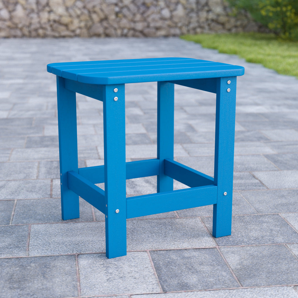 Flash Furniture Charlestown All-Weather Adirondack Side Table, 18-1/4inH x 18-3/4inW x 15inD, Blue