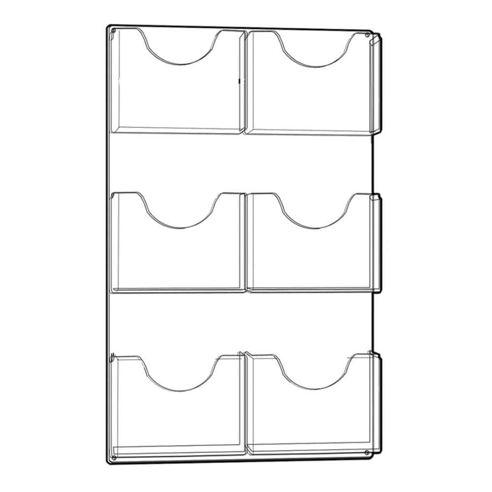 Azar Displays 6-Pocket Wall-Mount Letter Brochure Holders, 33-5/8inH x 18-7/8inW x 1-3/4inD, Clear, Pack Of 2 Holders