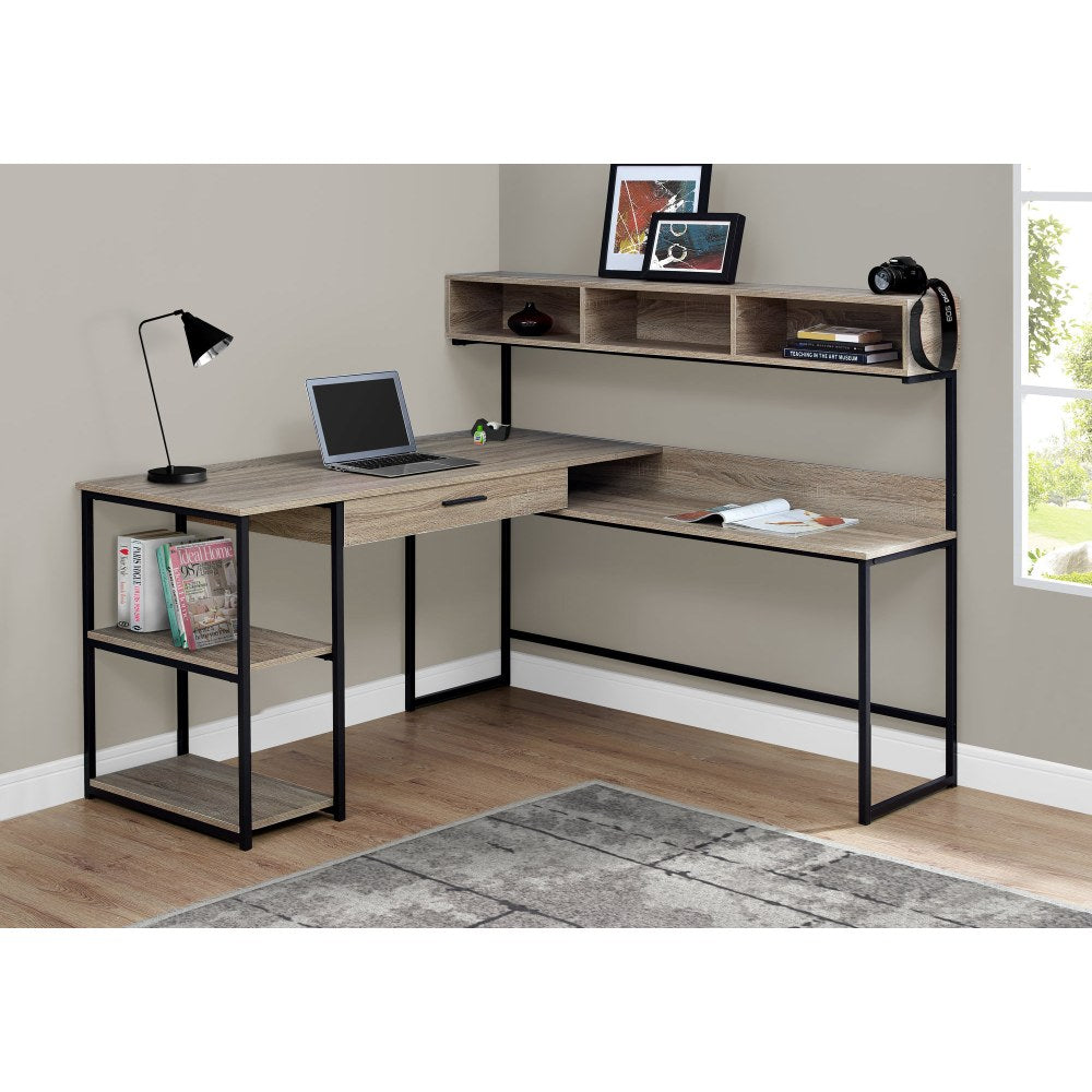 Monarch Specialties 59inW Corner Desk Workstation, Dark Taupe