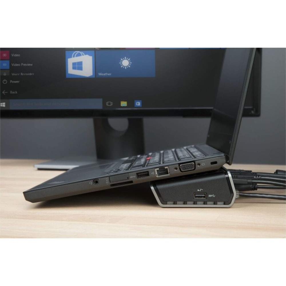 Targus DV4K Docking Station With Power, 1.5inH x 3.6inW x 6.75inD, Black, 9X4889