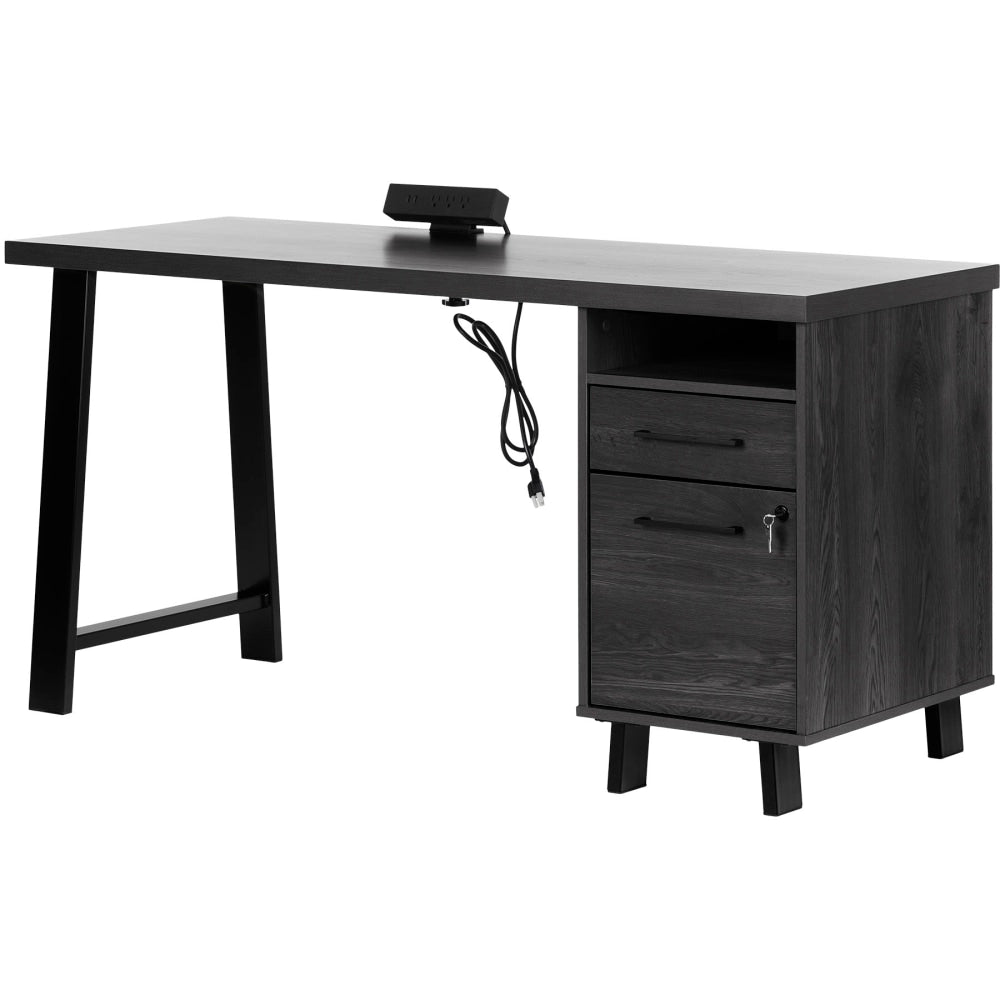 South Shore Kozack 60inW Computer Desk, Gray Oak