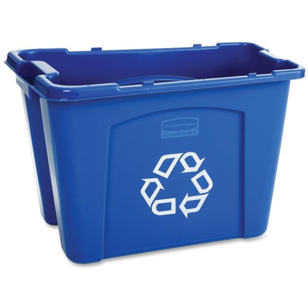 Rubbermaid Computer Paper Collection "We Recycle" Container, 14 Gallons, 13 1/2inH x 20inW x 15inD, Blue