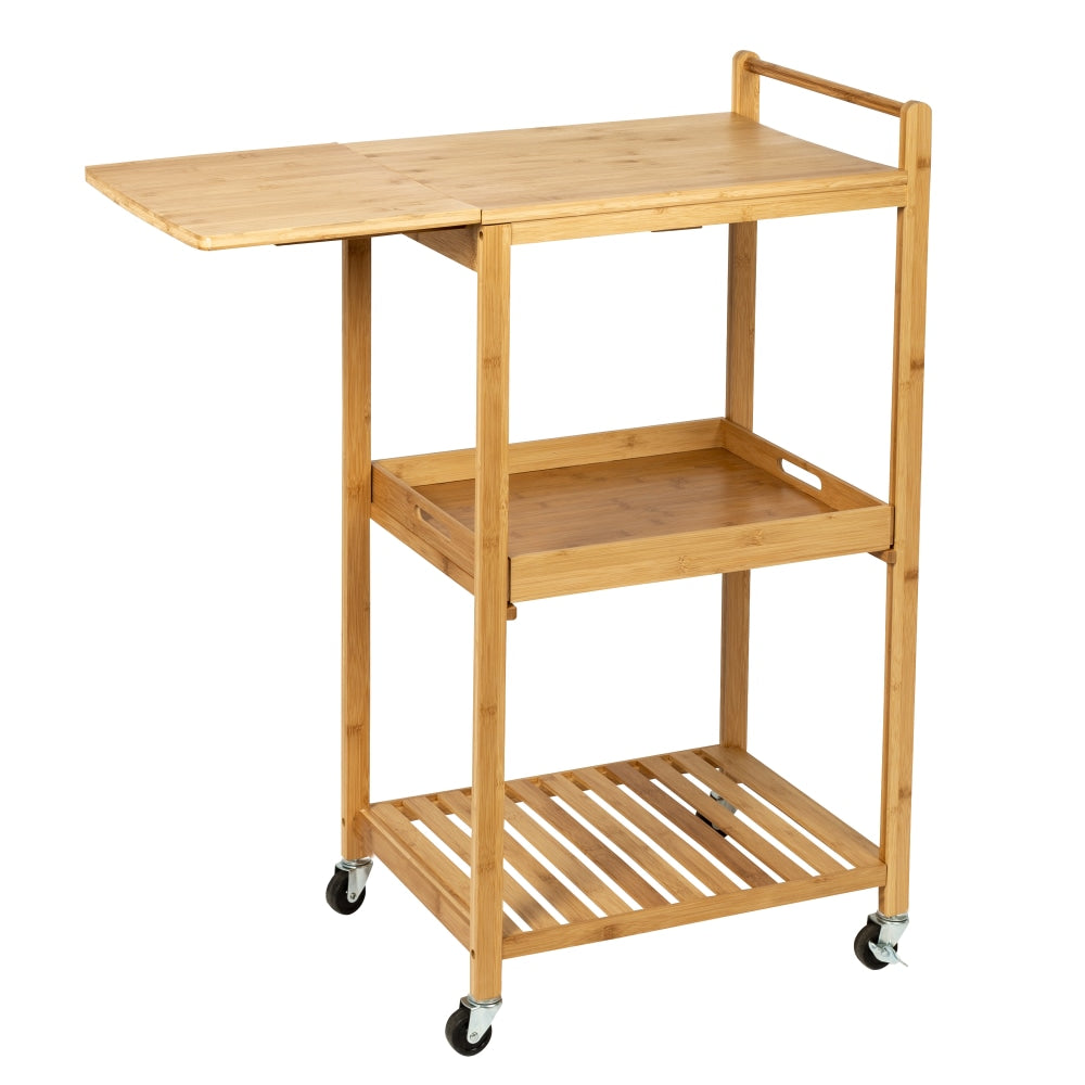 Honey Can Do Bamboo Kitchen Cart, With Wheels, 38inH x 15inW x 34inD