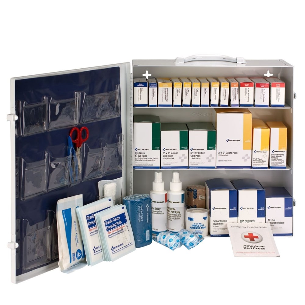 First Aid Only 3-Shelf First Aid Metal Cabinet, 16-3/16inH x 5-1/2inW x 15inD, White, Set Of 675 Pieces