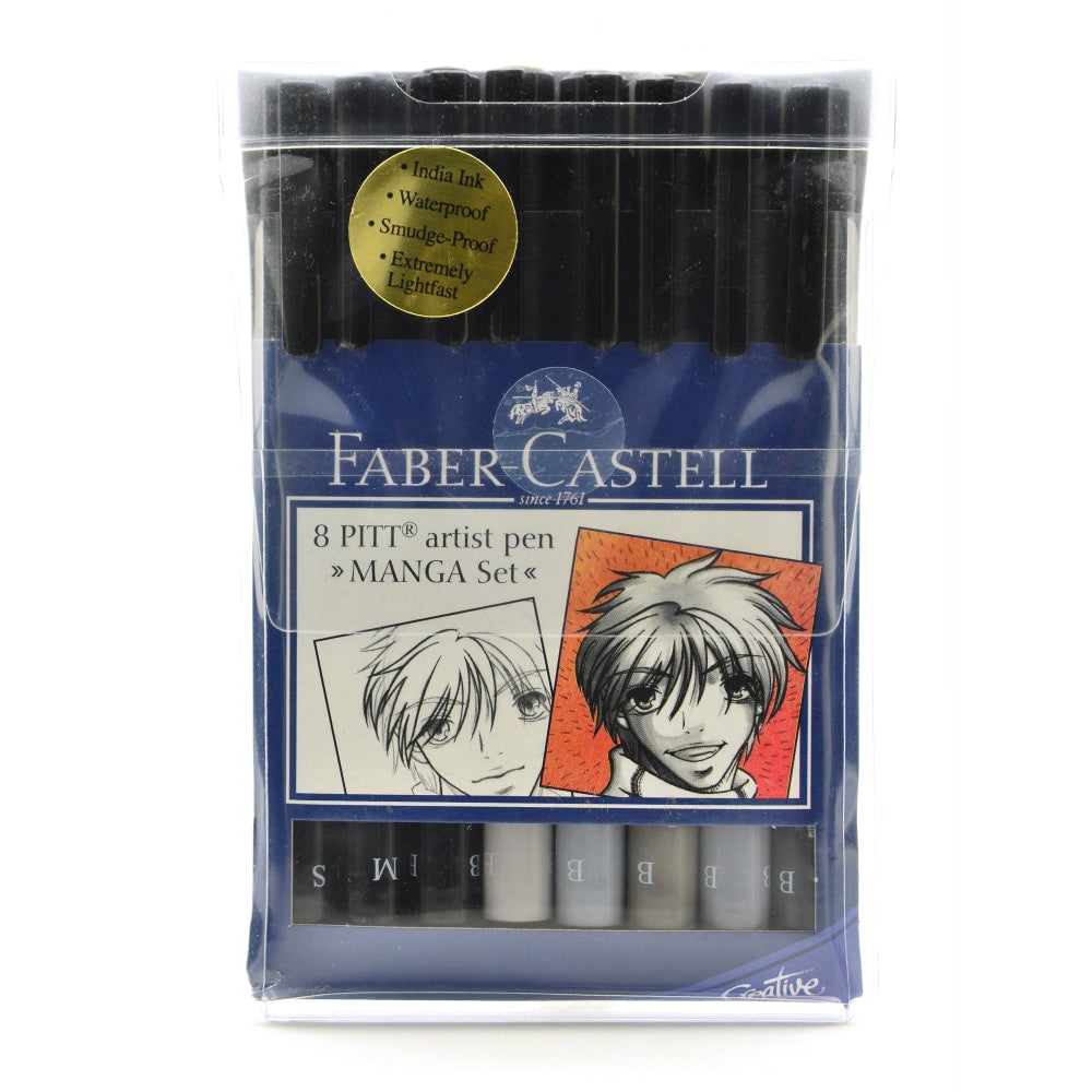 Faber-Castell Manga Pens, Assorted Colors, Pack Of 8