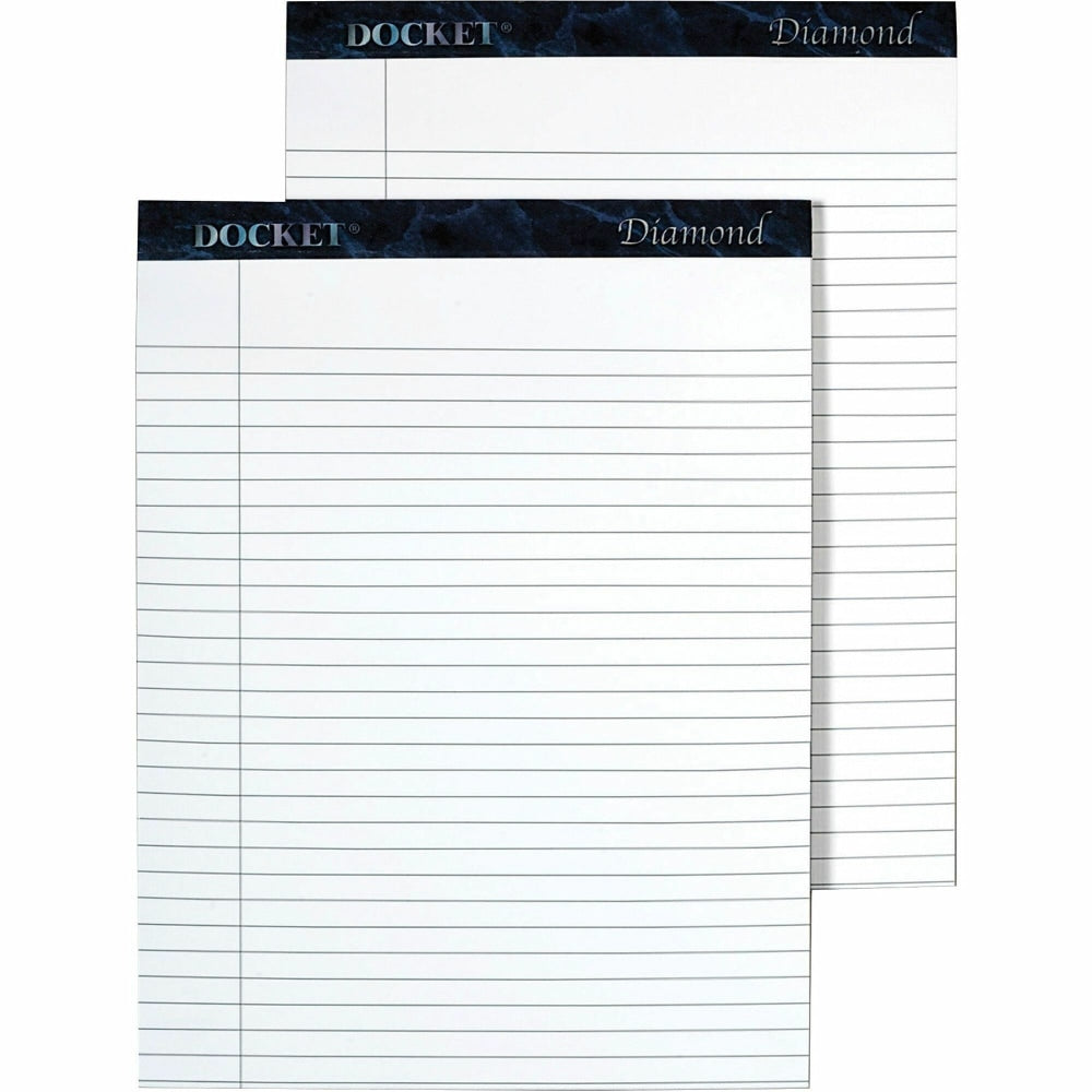 TOPS Docket Diamond Premium 100% Recycled Legal Pad, 8 1/2in x 11 3/4in, Legal Ruled, 50 Sheets, White, Pack Of 2 Pads