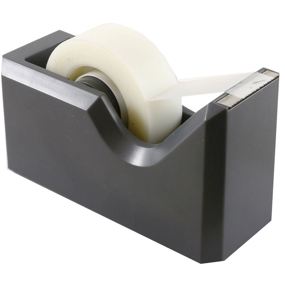 JAM Paper Plastic Tape Dispenser, 4-1/2inH x 2-1/2inW x 1-3/4inD, Gray