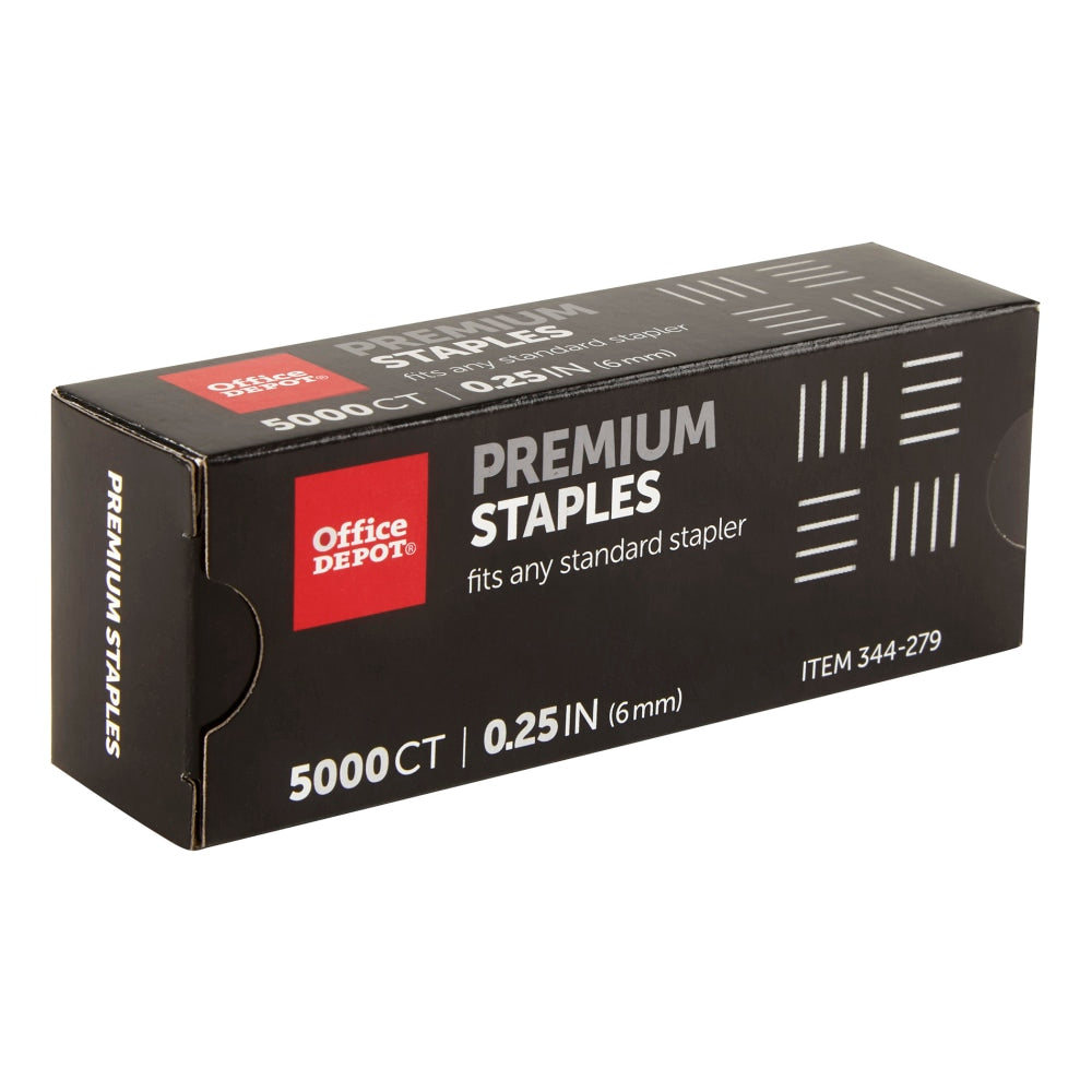 Office Depot Brand Staples, 1/4in Premium, Full Strip, Box Of 5,000