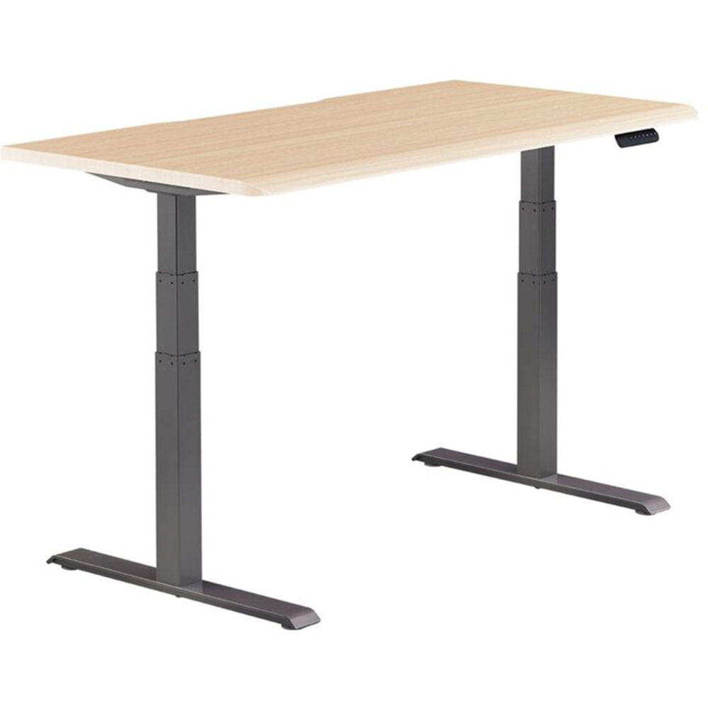 VARI Electric Standing Desk With ComfortEdge, 60inW, Light Wood