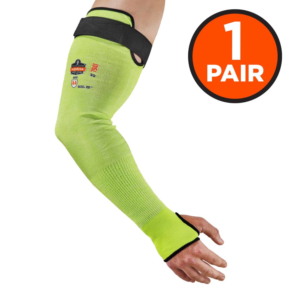 Ergodyne ProFlex 7941-PR Cut-Resistant Protective Arm Sleeves, 22in, Large, Lime, Pack Of 2 Sleeves