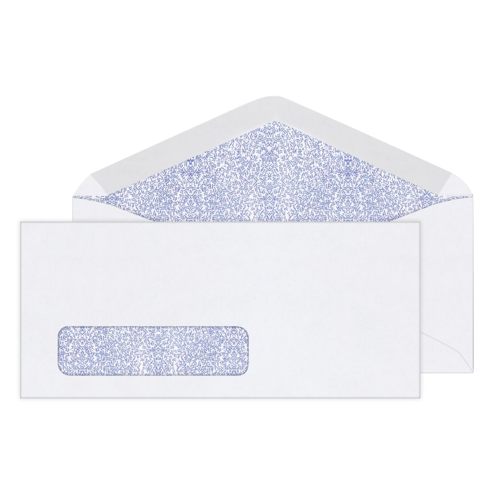 Office Depot Brand #10 Security Envelopes, Left Window, 4-1/8in x 9-1/2in, Gummed Seal, White, Box Of 500