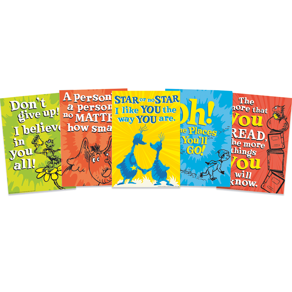 Eureka School Dr. Seuss Tie-Dye Poster Set, 17in x 12in, Multicolor, Set Of 10 Posters