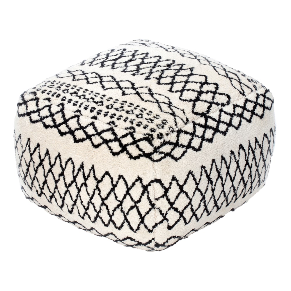 Anji Mountain Tyre Pouf Ottoman, Black/Ivory