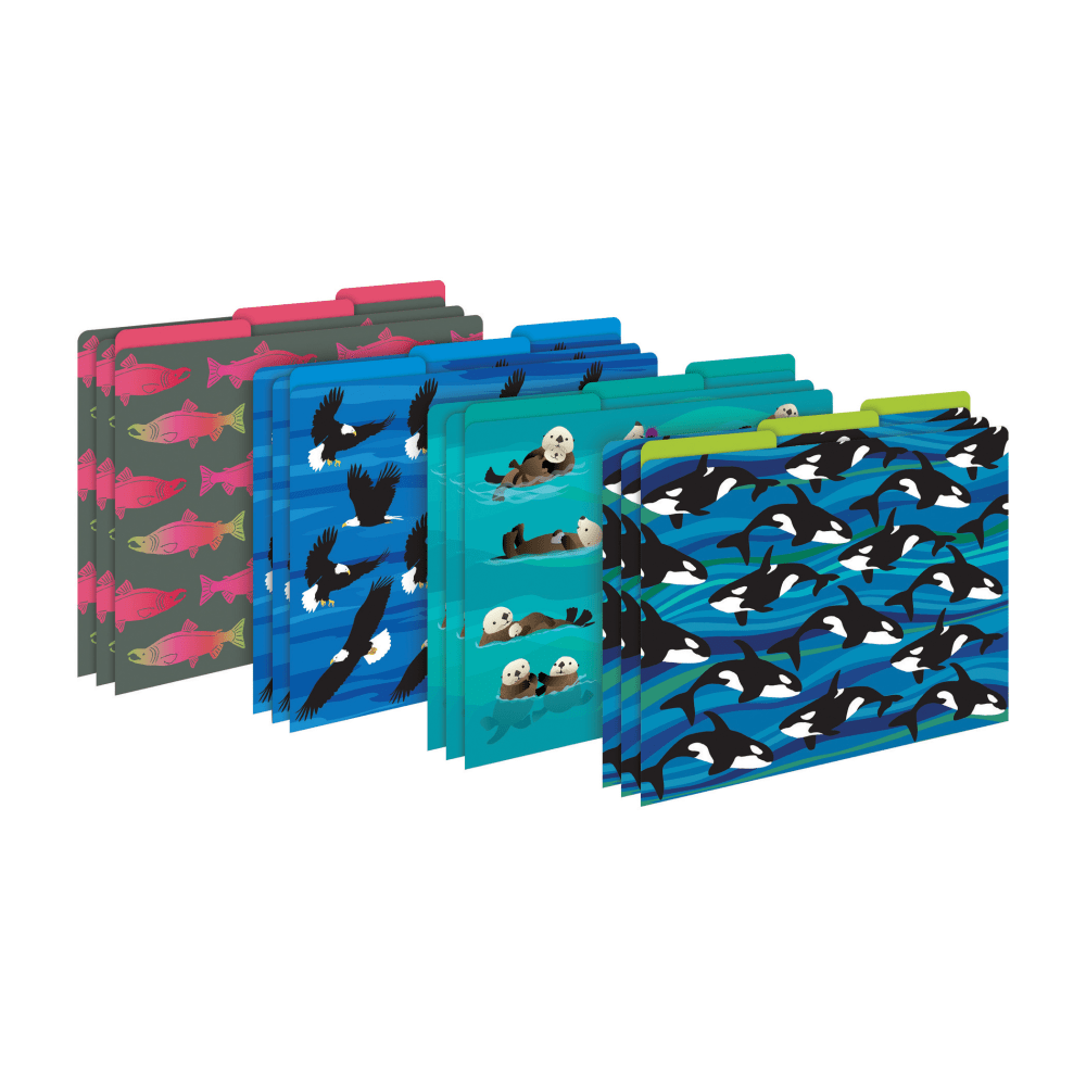 Barker Creek File Folders, Letter Size, Ocean Animals Design, Pack Of 12 Folders