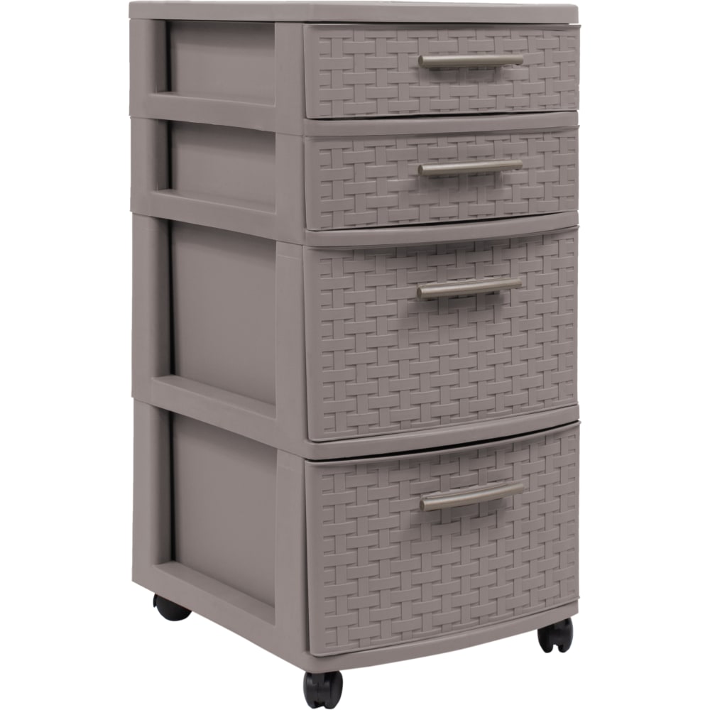 Inval 4-Drawer Storage Cabinet, 25-1/2in x 12-1/2in, Taupe