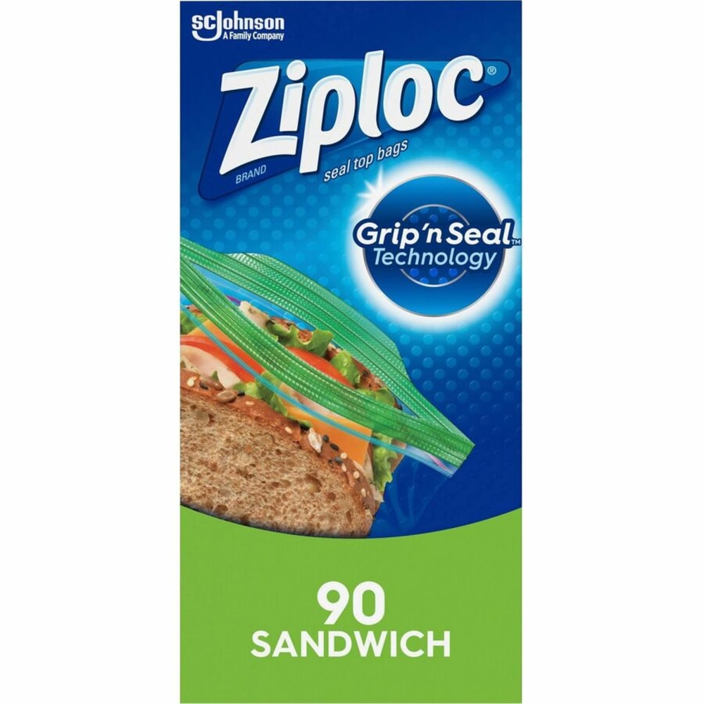 Ziploc Sandwich Bags - 5.88in Width x 6.50in Length - Clear - Plastic - 12/Carton - 90 Per Box - Sandwich, Storage