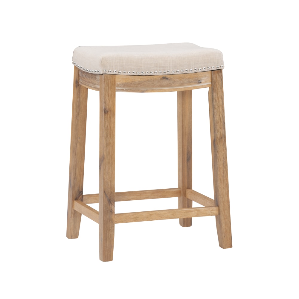 Linon Walker Backless Fabric Counter Stool, Rustic Brown/Natural