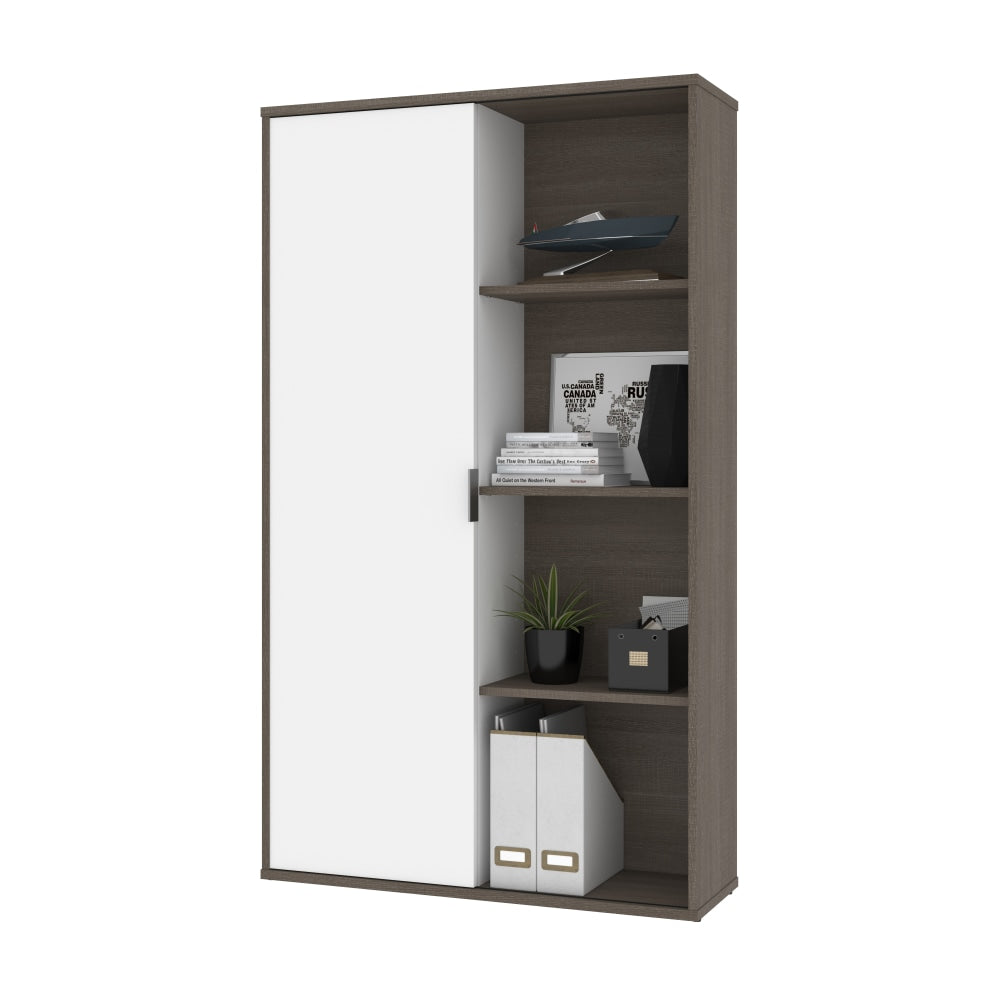 Bestar Aquarius 36inW Storage Cabinet With 8 Cubbies, Bark Gray/White