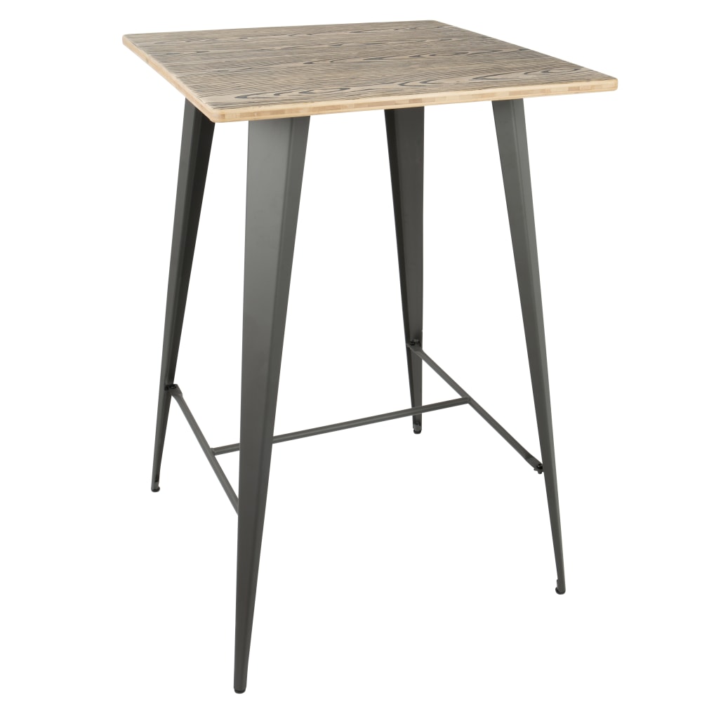 Lumisource Oregon Industrial Table, Square, Medium Brown/Gray