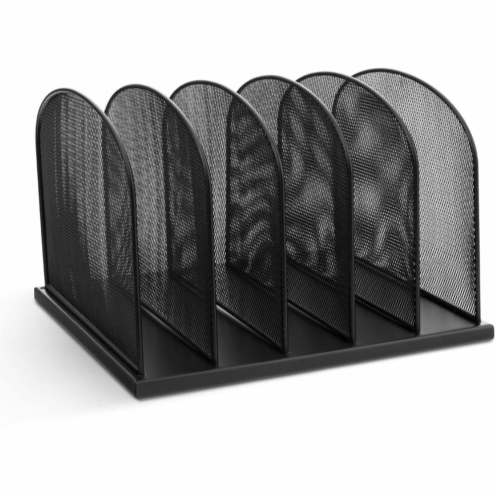 Safco Mesh Desk Organizers - 5 Compartment(s) - 2in - 8.3in Height x 12.5in Width x 11.3in Depth - Desktop - Black - Steel - 1Each