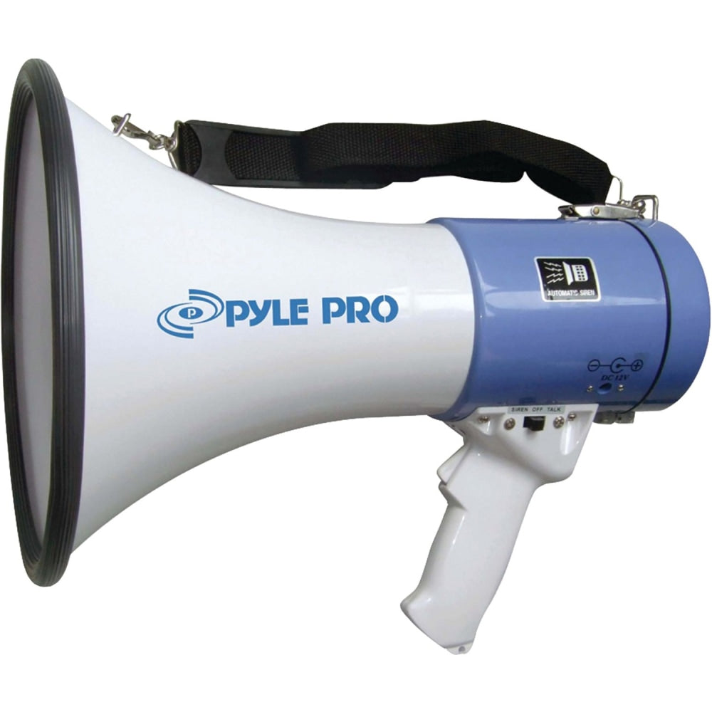 Pyle Professional Piezo 50W Dynamic Megaphone, 9-1/2inH x 9-1/4inW x 13-1/2inD, White