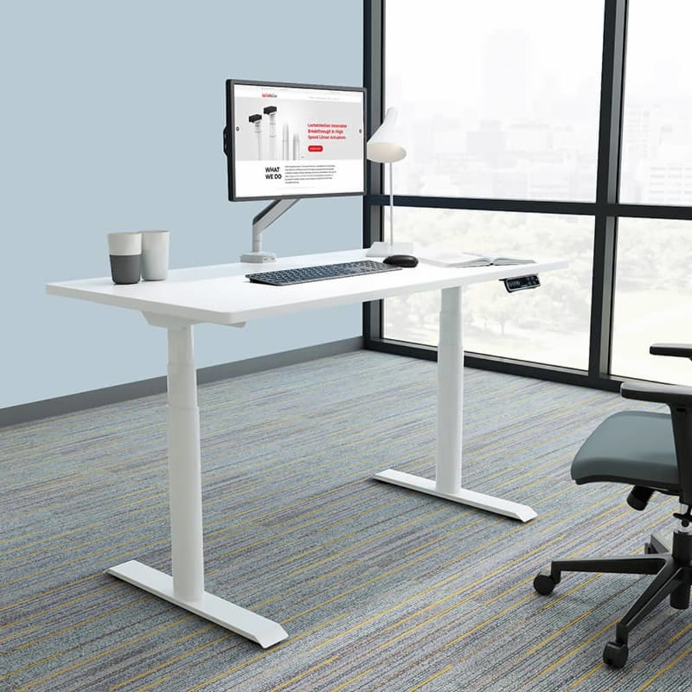 FlexiSpot E8 Electric 55inW Height-Adjustable Standing Desk, White