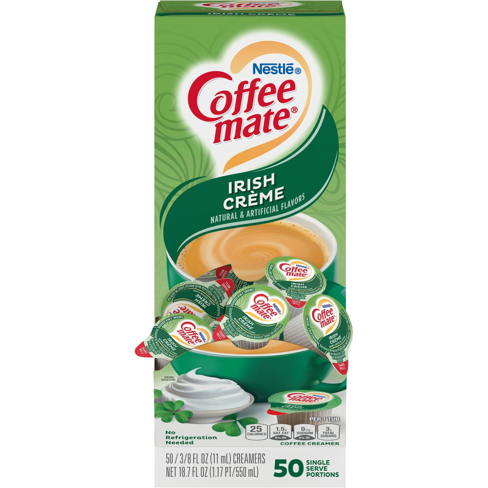 Nestle Coffee-mate Liquid Creamer, Irish Creme Flavor, 0.37 Oz Single Serve x 50