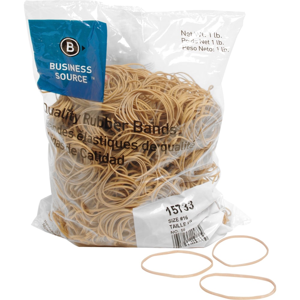 Business Source Quality Rubber Bands - Size: #16 - 2.5in Length x 0.1in Width - Sustainable - 1800 / Pack - Rubber - Crepe