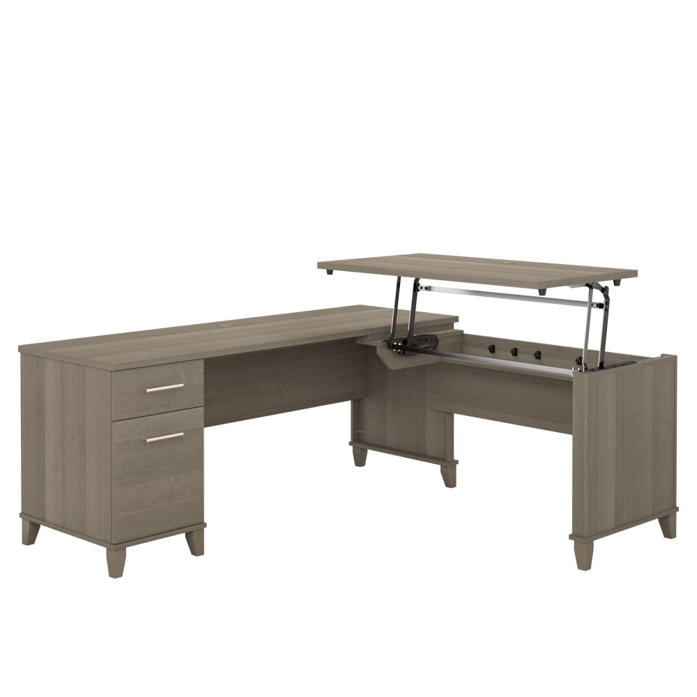 Bush Furniture Somerset 3 Position Sit to Stand L Shaped Desk, 72inW, Ash Gray, Standard Delivery